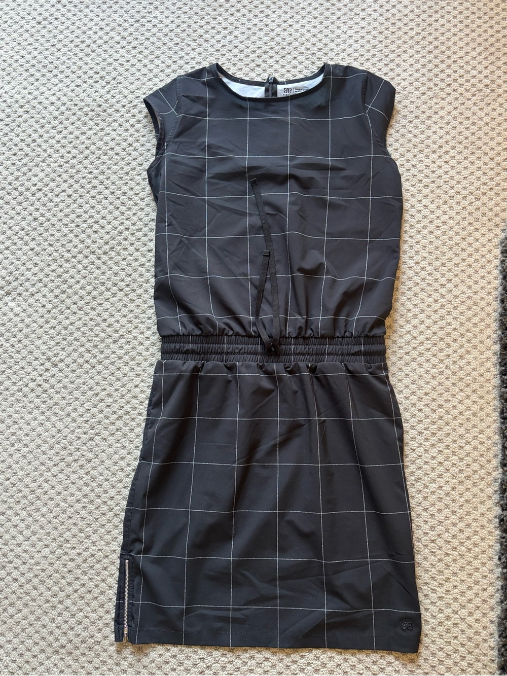 Albion Black Windowpane Drawstring Waist Dress